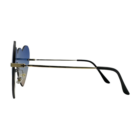 7008 | Blue/Tan Rimless Heart Sunglasses - Picture 2 of 6